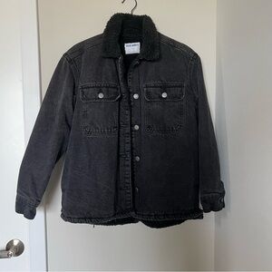 Old Navy Black Denim Sherpa Lined Jacket